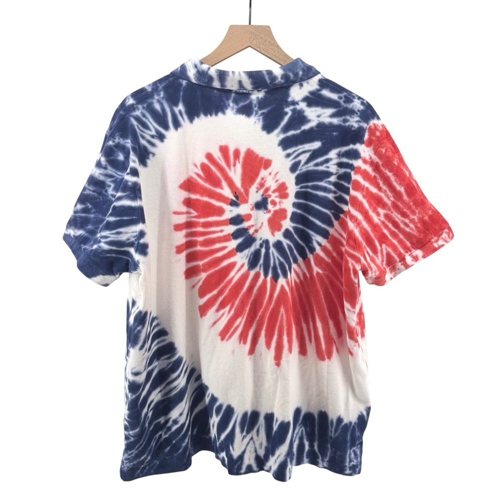 Polo Ralph Lauren Polo Men XXL Blue Red Tie Dye Slim Fit Spiral Americana Preppy - Picture 2 of 9